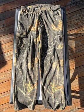 ScentLok Mossy Oak Camo Cargo Pants Mens L 38x32 Hunting Tree Leaf Aals Vintage